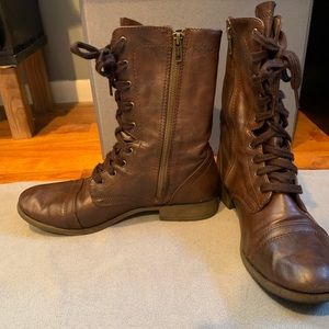 Brown combat boots
